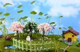 100Pcs Mix artificial mini trees Willow Sakura fairy garden miniatures mini terrariums figurines for garden decoration wholesale LLD12459