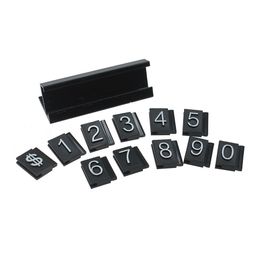 White on Black Adjustable Price Display Tag Label 192 Cubes, 16 Black Base Aluminium Alloy + ABS Plastic Number Labels