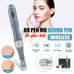 2024 Professional dr pen ultima M8 rechargeable derma pen microneedling dermapen with needle cartridges DHL Fast Shipping