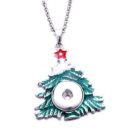 Christmas Tree Shape Snap Button Pendant Necklace Fit 18mm Snaps Buttons Jewellery Snaps Necklaces for Women Mom Gift NOO2