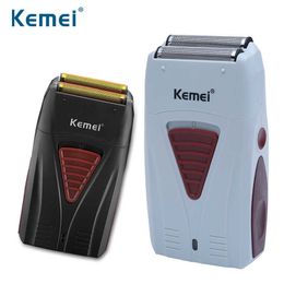 Kemei 3382 Barber Finish Electric Shaver for Men USB Cordless Rechargeable Beard Razor Reciprocating Foil Mesh Shaving Machine P0817