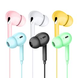 In-ear Stereo wired Candy Earphones Colourful Disposable Headphone Earbuds with Microphone for samsung android phone mp3