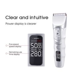 Electric Shaver Charging Base Clipper Ceramic Cutter Head 5-level Variable Speed Hair Trimmer LED Display Smart Haircut Machine For Man