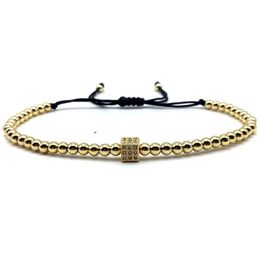 Charm Bracelets Cube Bracelet Men 2021 Fashion Gold Colour Pave CZ Rope Bead For Jewellery Gift Pulsera Hombre