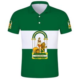 ANDALUSIEN POLO-Shirt kostenlos nach Maß Name Nummer Sevilla POLO-Shirt Aufdruck Flagge Wort Malaga Cadiz Granada Huelva Almeria Spanien 210329