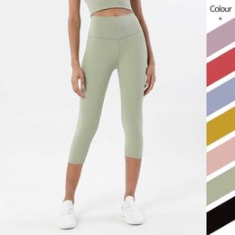 Leggings Capris Yoga Hosen Fitnessstudio Kleidung Frauen Beinende Farbe hohe Taille Hüft -Hebeübungen Ausrichten von Hosen Strumpfhosen8