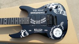 moon and sun picture on body ebony wood fingerboard wine black color electric guitar china custom shop made high quality