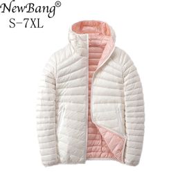 Bang 6XL 7XL Reversible Down Coat Women Ultra Light Jacket Feather Travel Double Side s Plus 210913