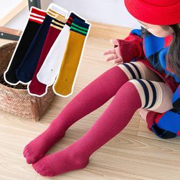 Sports Socks 1Pair Unisex Girls Boys Cotton Long Casual Striped Knee High Soft Breathable Kids Children Over The Sock