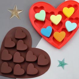 Baking Moulds10 Even Silicon Baking Dishes Chocolate Mould Heart Shape DIY Cake Mold Love Ice Tray Jelly Soft Candy Molds Soap Bake Kitchen Tools SN6234