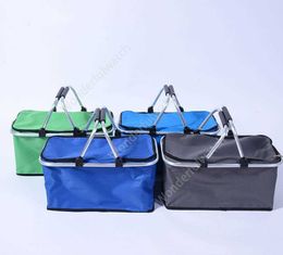 Portable Picnic Lunch Bag Ice Cooler Box Storage Travel Basket Cooler Cool Hamper Shopping Basket Bag Box SEA Ship DAW265