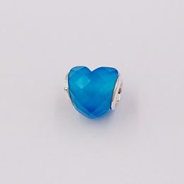 925 Sterling Silver Beads Shape Of Love Charm Scuba Blue Crystal Charms Fits European Pandora Style Jewelry Bracelets & Necklace 796563NSC AnnaJewel