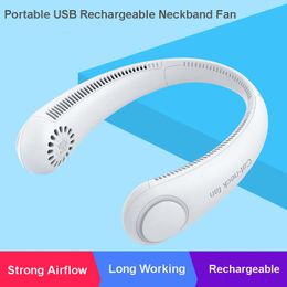 Portable Mini USB Rechargeable Neckband Fan Adjustable Head Hanging Neck Fans For Sports Travel Outdoor 3 Level Air Flow Strong Battery Life Appliances