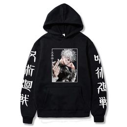 Cool Gojo Satoru Hoodie Anime Jujutsu Kaisen Print Sweatshirt Long Sleeve Autumn Pullover Hip Hop Streetwear Unisex Y0803 Y0804