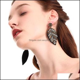 Dangle & Chandelier Earrings Jewelry Bohemian Fashion Womens Beaded Hand-Made Rhinstone Leaf Stud S693 Drop Delivery 2021 Tas3L