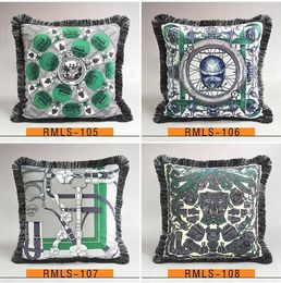 Luxury pillow case designer classic Signage tassel Carriage saddle rope 20 patterns Optional printting pillowcase cushion cover 45*45cm for new home decorative