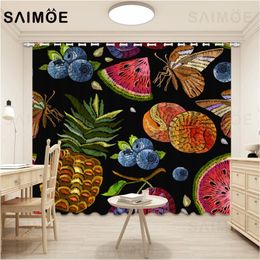 Curtain & Drapes Tropical Fruit Living Room Animal Butterfly Moth Black Yellow Banana Curtains Bedroom Decor Ultra Micro Shading