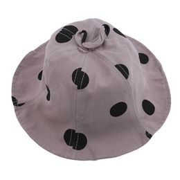 Fashion Big Polka Dot Embroidery Double-sided Fisherman Hat For Kids Outdoor Sun Protection Bucket Caps & Hats