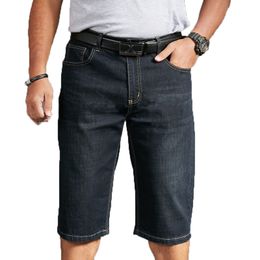 Men's Denim Shorts Summer Breeches Cotton Bermuda Male Large Size Half Pant Black Stretch Casual Knee Length Jean Men Short 210518