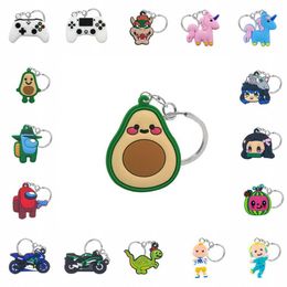 20PCS PVC high quality keychain fun Anime figure key ring fashion cartoon key-holder children Pendant Toy Gift party supplies G1019