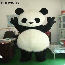 Mascot CostumesHalloween Carnival Advertising Long Fur Panda Bear Animal Mascot Costume Birthday Party Game Dress Adults Size