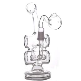 14mm mini glass bong recycler dab rig glass water pipe cool showerhead perc oil rig bubbler with banger