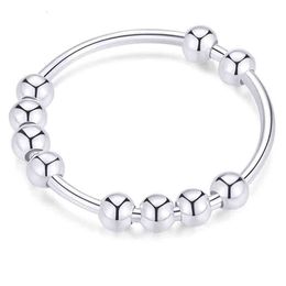 Anti Anxiety Ring for Women Men Wholesale 100% Stainless Steel Fidget Rings with Beads Spinner Spinning Jewellery Dropshipping