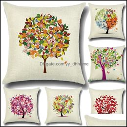 Cushion/Decorative Pillow Home Textiles & Garden Decorative Case Er Cotton Linen Bright Colorf Pillowcase Textile Modern 45X45Cm Drop Delive