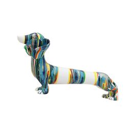 Art Color Cartoon Dachshund Dog Resin Crafts Animal Modern Creative Home Bedroom Decoration Living Room Gift Home Accessories 210811