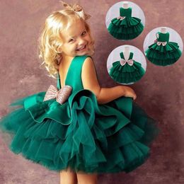 Christmas Infantil Flower Dress For Girls 1st Birthday Party Wedding Lace Tutu Girl Dress Baby Girl Princess Vestido Costume Q0716