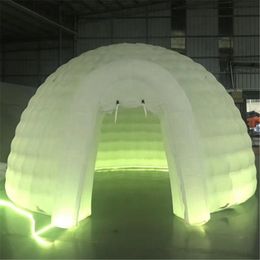 7m diameter shelter LED light Inflatable igloo luna tent Bar Dome Marquee lamp Rooftop Building Balloon for exhibition