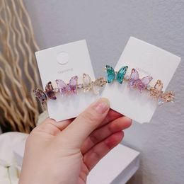 Girls Hair crystal Clips Butterfly Hairpins Accessories pin clip card hairpin overlock small clip joker