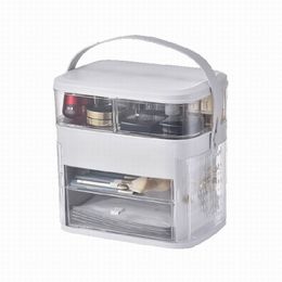Storage Box Makeup Organizer With Mirror LED light Large Capacity Jewelry Rack Cosmetic Skincare Lipstick Bags