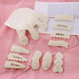 Chic Imitation Pearl Hair Clip for Women Girls Elegant BB Hair Pins Snap Barrettes Stick Hairpin Hair Styling Accessories