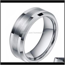 Jewelrybrushed Wedding Band For Men Tungsten Carbide Ring Engagement Rings Women Beveled Edges Finger Jewelry Alianca De Casamento Drop Deliv