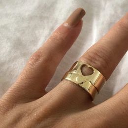 friendship bands Australia - Wedding Rings Couple 2pcs Set Heart For Women Men Lover Ring Set Friendship Engagement Band Open 2021 Trend Jewelry