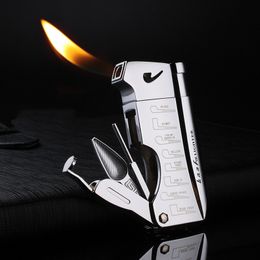 Metal Multifunctional Butane Tobacco Pipe Lighter Pipe Rod Gas Inflatable Cigar Lighter Free Fire Compact Gadget Man Gift