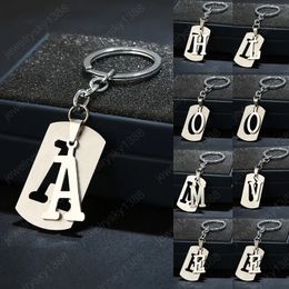 DIY A-Z Letters key Chain For Men Metal Keychain Women Car Key Ring Simple Letter Name Key Holder Party Gift Jewelry