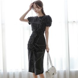 Sexy Bodycon Dress black Summer Short Sleeve Crew neck sheath Office party Dresses for women clothing 210602