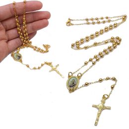free rosary beads UK - Kimter Classic Rosary Beads Necklace with Jesus Cross Handmade Religious Prayer Jewelry Fashion Long Pendant Necklaces Free DHL P244FA