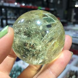 1PC Citrine Stones Ball Natural Yellow Quartz Stone Sphere Crystal Fluorite Ball Healing Gemstone 50mm