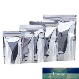 100pcs Stand up Glossy Silver Aluminum Foil Zip lock Bags Resealable Herbal Coffee Kitchen Spice Coffee Heat Sealing Gift Pouches