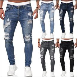 in vendita nuovi pantaloni da uomo europei e americani Jeans da uomo LJN067a Hole trend nero slim fit Uomo Jean bel regalo darti