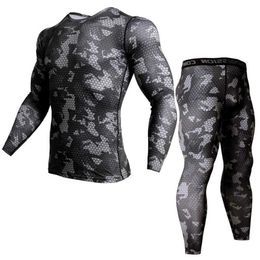 thermal underwear rash guard kit MMA Compression Apparel leggings men unionsuit Bodybuilding T-Shirt camouflage tracksuit men 211109