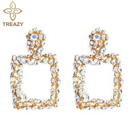 Luxury Square Statement Earrings For Women Rhinestone Big Crystal Geometric Drop Earings Fashion Modren Jewellery Dangle & Chandelier
