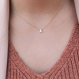 korean name necklace UK - Pendant Necklaces Korean Fashion Tiny Initial Necklace Gold Silver Color Cut Letters Single Name Choker For Women Jewelry Gift