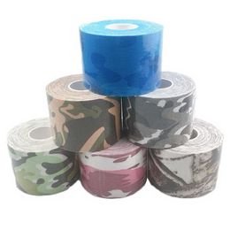 6 Roll/lot 5 cm*5 m Camo Kinesiology Tape Cotton Self Adhesive boob Tape Sport Waterproof Elastic Bandage muscle fixer tape flex Q0913