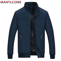 MANTLCONX Spring Casual Brand Mens Jackets and Coats Stand Collar Zipper Male Outerwear Men Jacket Black Men's Clothing 211217