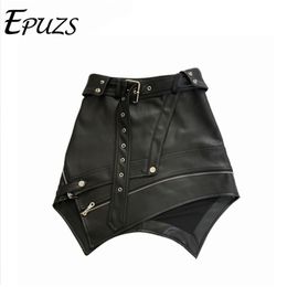 Summer mini skirts womens black pencil streetwear leather elegant sexy high waist vintage harajuku 210629