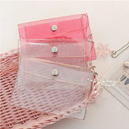 Women Credit Card Wallet Case Simple Glitter Clear Waterproof PVC Business Card Holder Girls Coin Bus ID Card Mini Wallet Purse